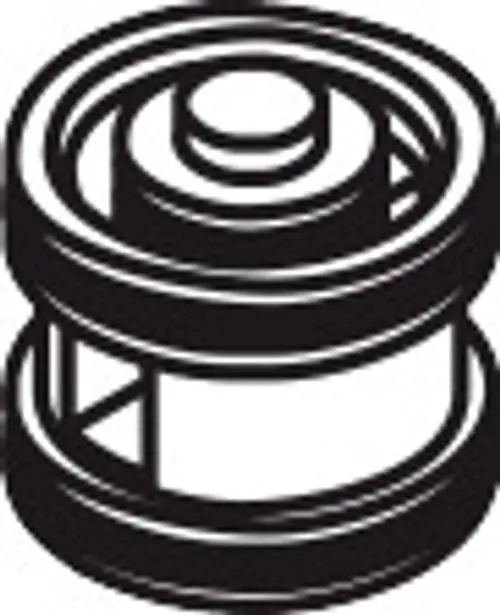 Schwarzer Rohrbelüfter von Hansgrohe mit zentralem Luftkreis und durchsichtigen Ansaugöffnungen für eine effiziente Belüftung des Rohrsystems.